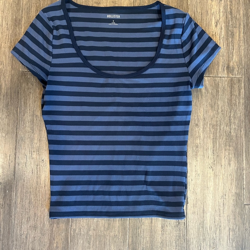 Hollister blue and navy striped square neck top length long